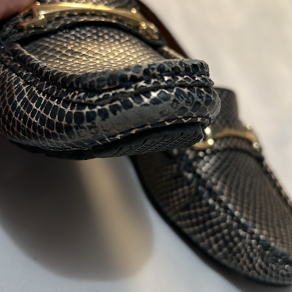 Driver Club USA “Hollywood” Navy/Gold Leather Snake Embossed Driving Moccasins - Picture 6 of 9